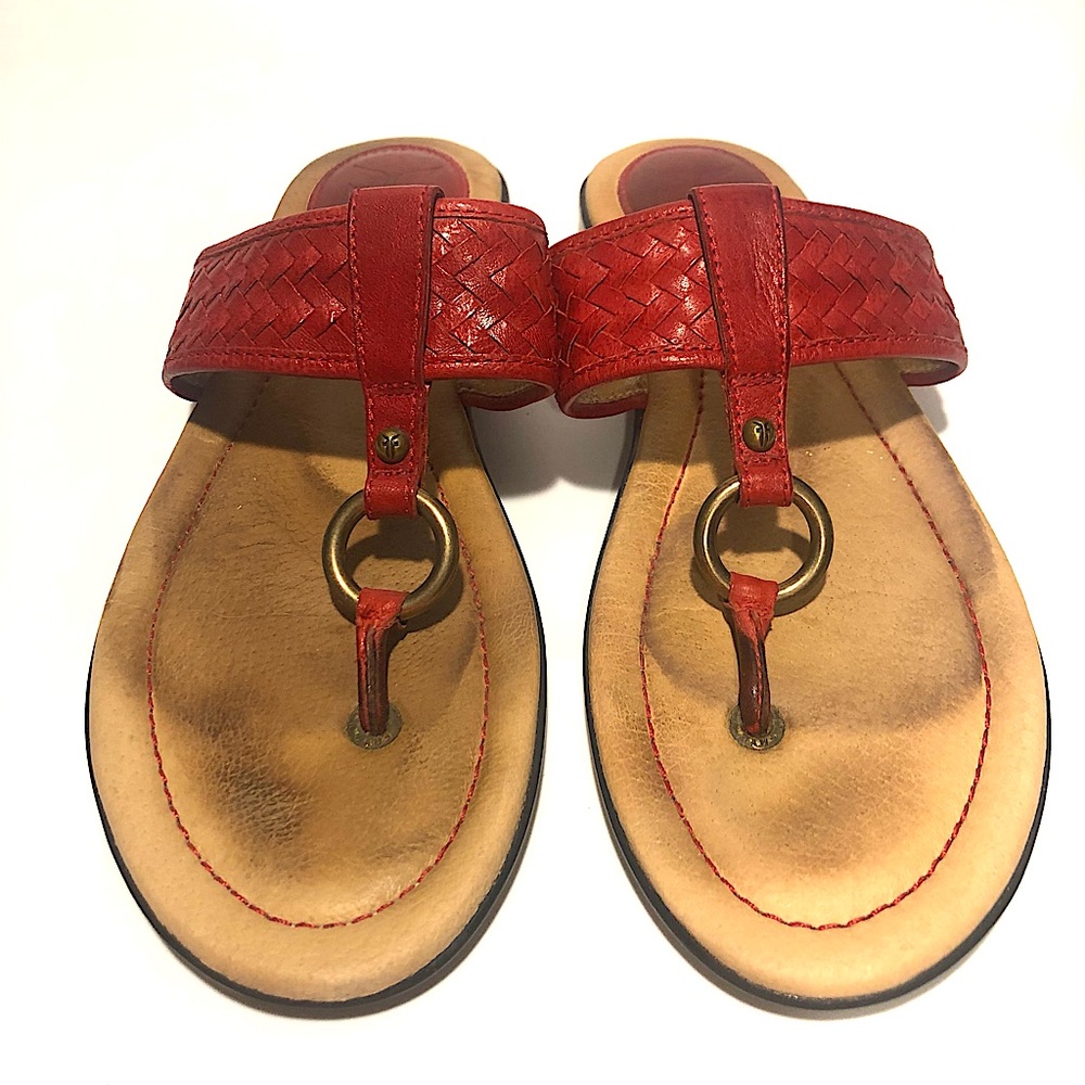Frye Red Flat Sandals